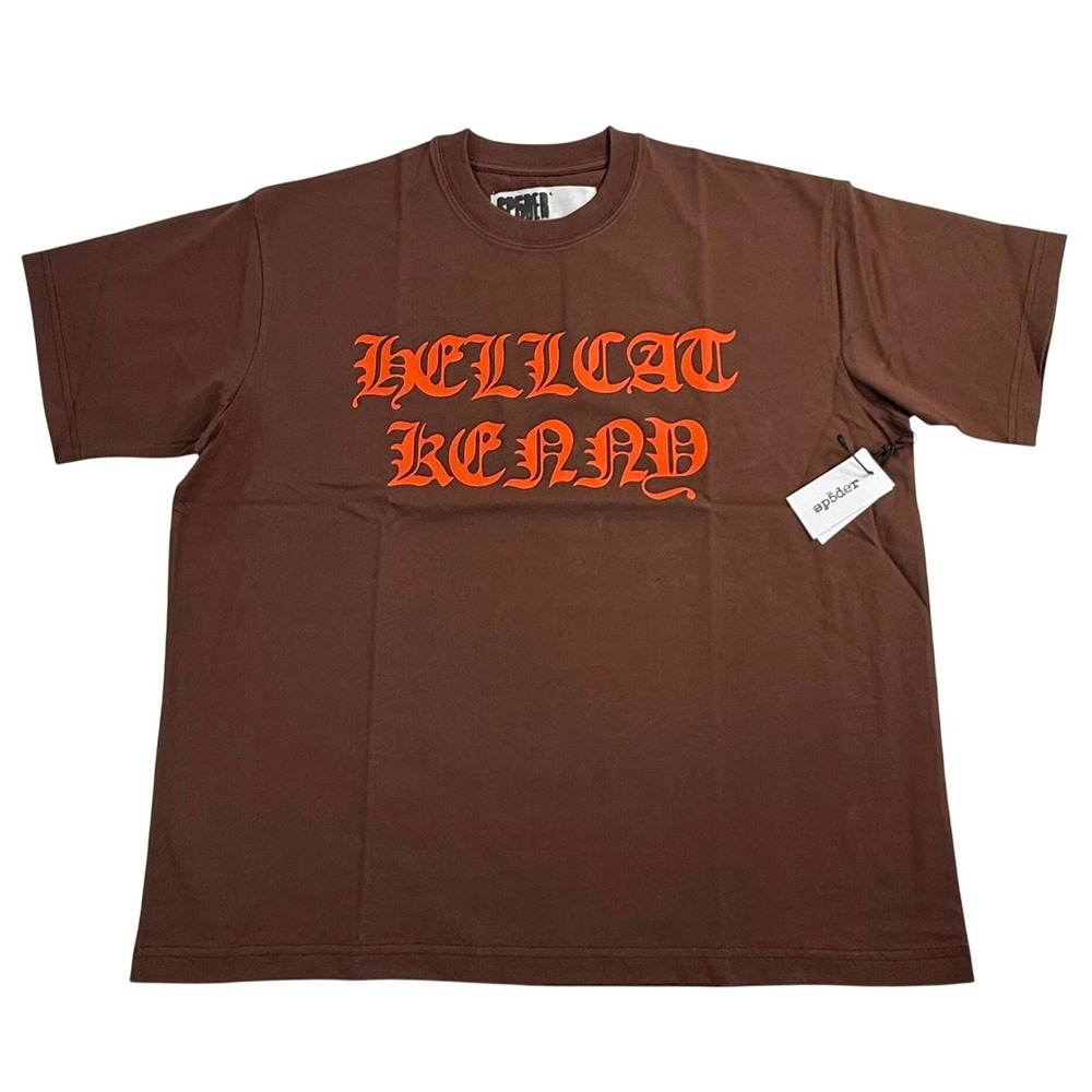 Sp5der Worldwide Hellcat Kenny T-Shirt Brown Orange Graphic Tee Mens M
